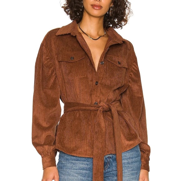 Corduroy button up in cappuccino brown (REVOLVE) - Picture 2 of 3